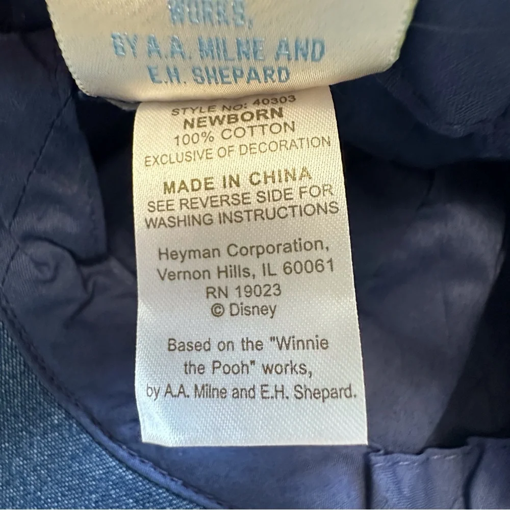 Classic Disney Baby Winnie the Pooh Newborn Long Sleeve Button Down Shirt & Cap
